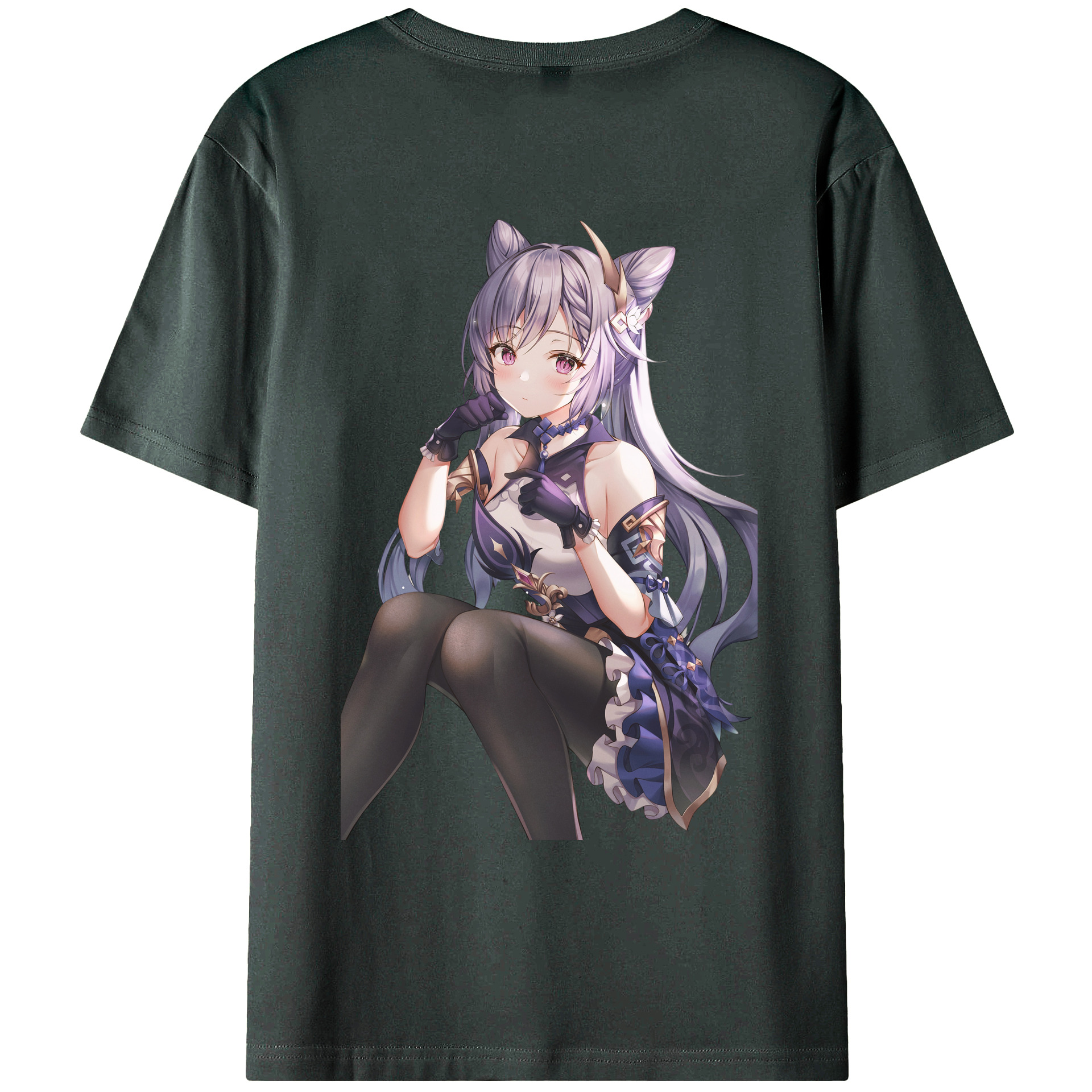 げんし神 刻晴 こくせい genshin Kokusei 綿100％ メンズ半袖Tシャツ（バックプリント） 通気性